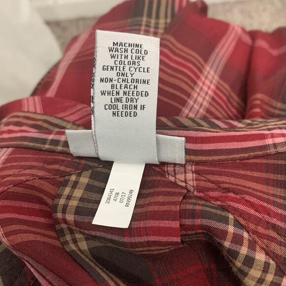 Catherines Plus Size 1X Equestrian Earthy Plaid Button Up Shirt Country Western - Picture 7 of 8